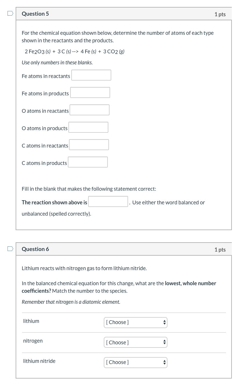 Solved Question 5 1 pts For the chemical equation shown | Chegg.com