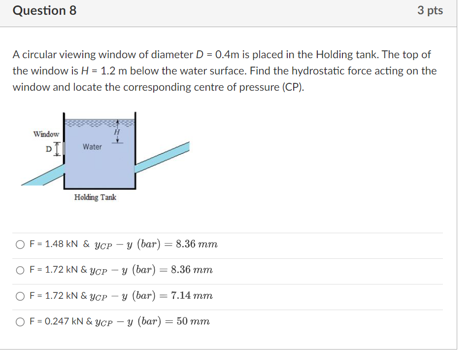 Solved A circular viewing window of diameter D=0.4 m is | Chegg.com