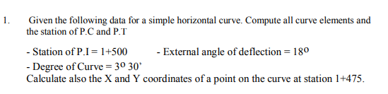 Solved 1 Given the following data for a simple horizontal | Chegg.com