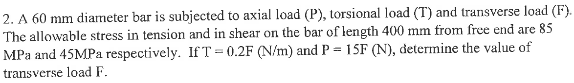 Solved A 60 mm diameter bar is subjected to axial load (P), | Chegg.com