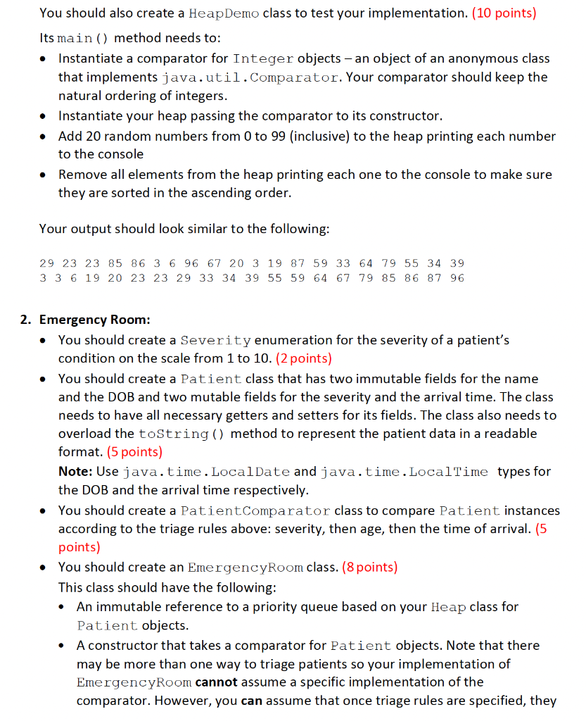 Solved Write a program Emergency Room We will start with