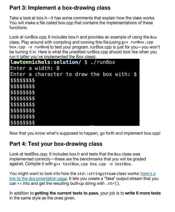 Provided screenshots of box.h, ﻿box.cpp and | Chegg.com