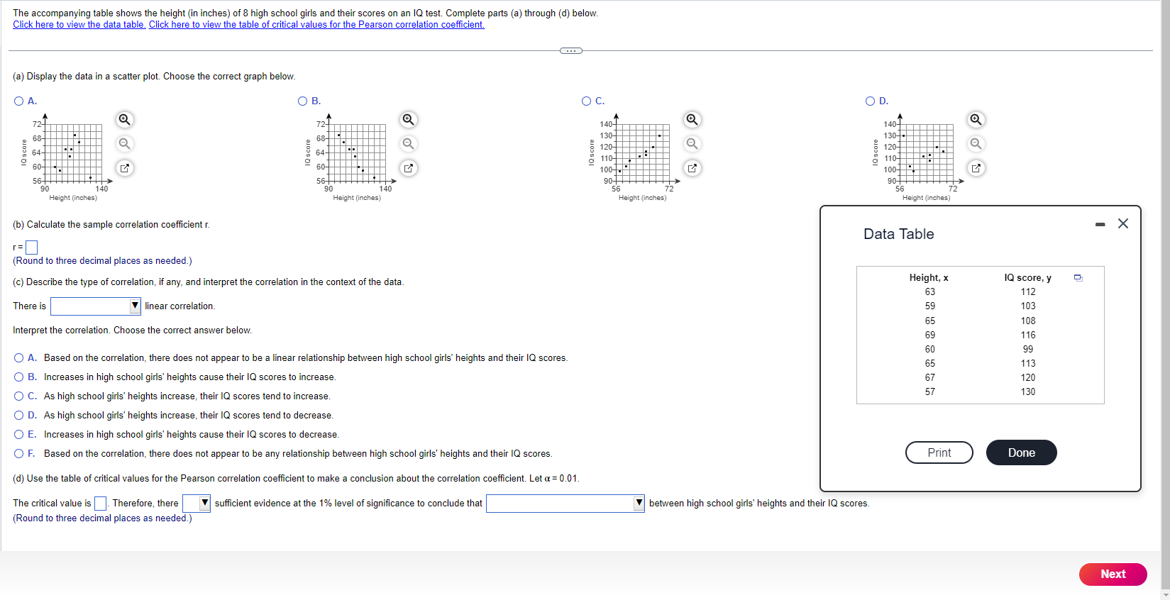 [Solved]: (a) Display The Data In A Scatter Plot. Choose T