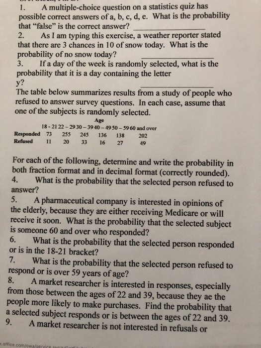 Solved 1 a multiple choice question on a statistics quiz chegg