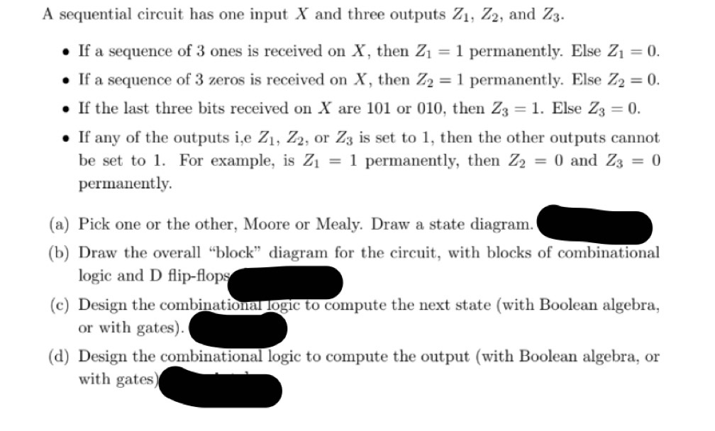 Solved A sequential circuit has one input x ﻿and three | Chegg.com