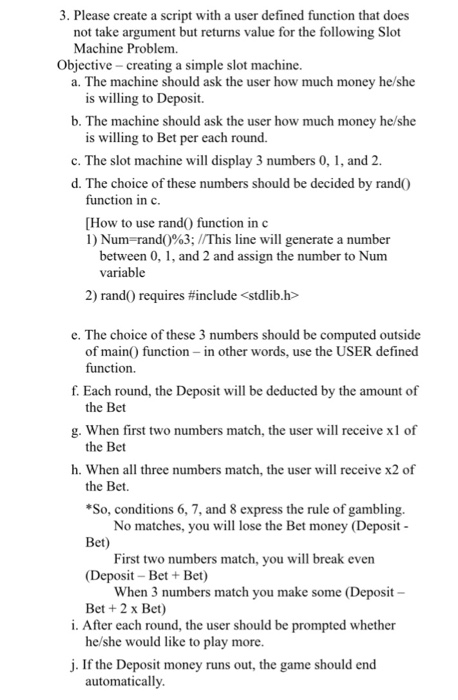 Solved 3. Please create a script with a user defined | Chegg.com
