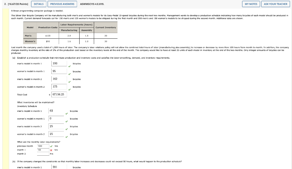 Solved [16.67/20 Points] ASWMSCI15 4.E.019. A linear | Chegg.com