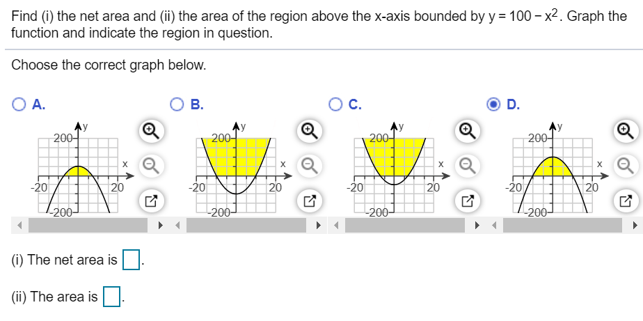 Solved Find (i) the net area and (ii) the area of the region | Chegg.com