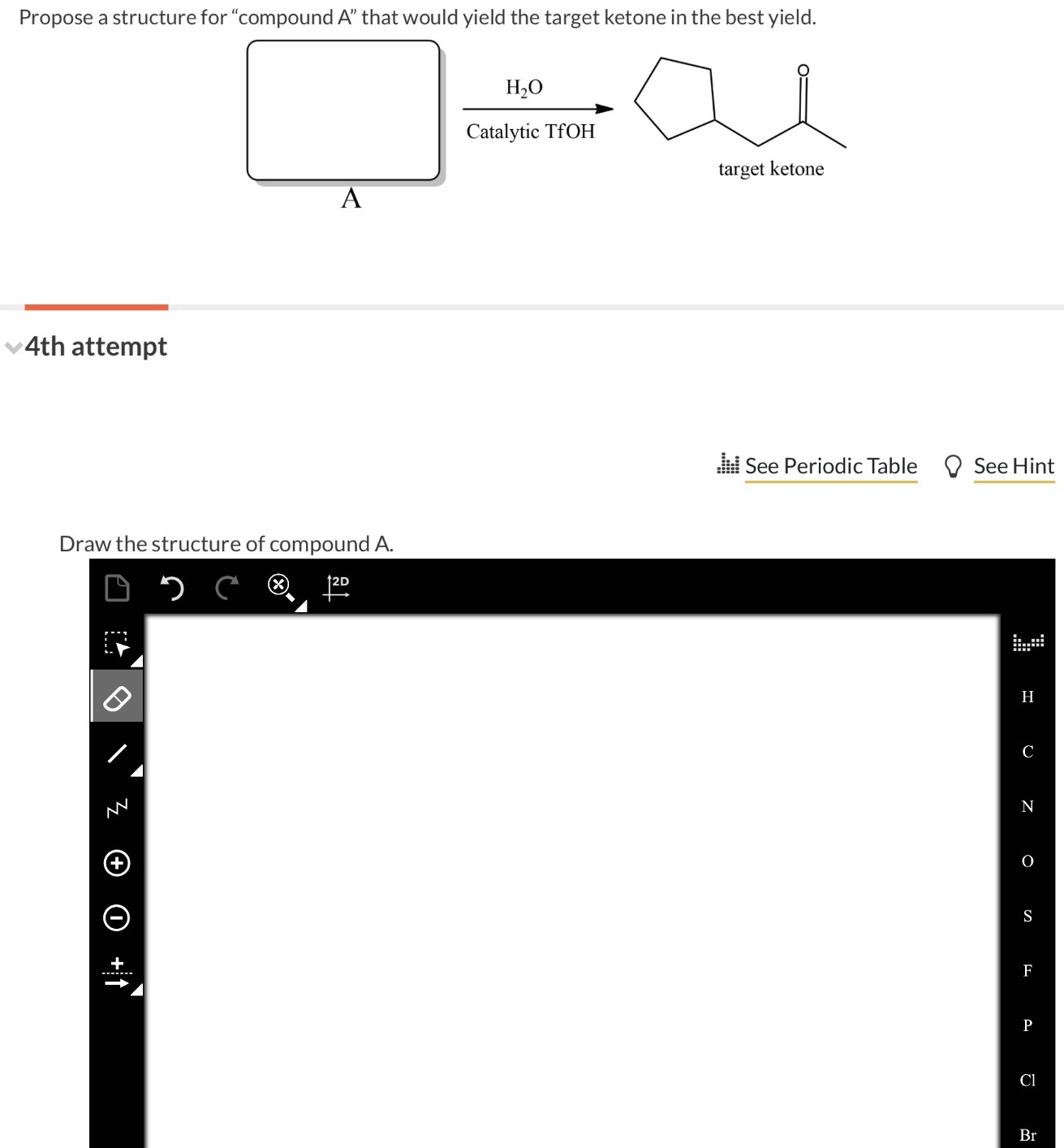 Solved 4th attempt Draw the structure of compound A. | Chegg.com