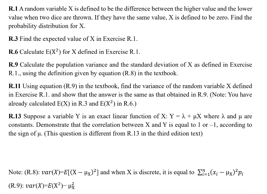 Solved R.1 A random variable X is defined to be the | Chegg.com