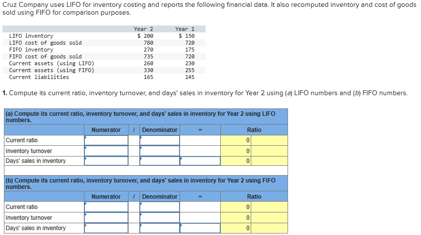 Solved Cruz Company Uses LIFO For Inventory Costing And | Chegg.com