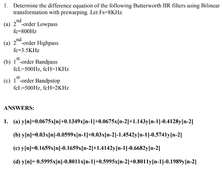 1. Determine The Difference Equation Of The Following | Chegg.com