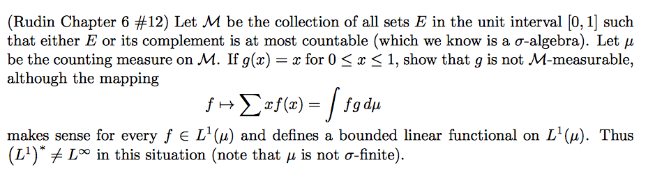 Solved (Rudin Chapter 6 #12) Let M be the collection of all | Chegg.com