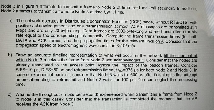 Solved Node 3 in Figure 1 attempts to transmit a frame to | Chegg.com
