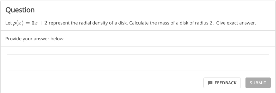 Solved Question Let ρ(x)=3x+2 represent the radial density | Chegg.com