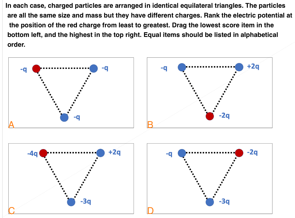 Solved In each case, charged particles are arranged in | Chegg.com