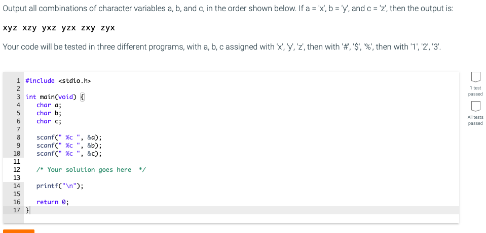 Solved Output All Combinations Of Character Variables A, B, | Chegg.com