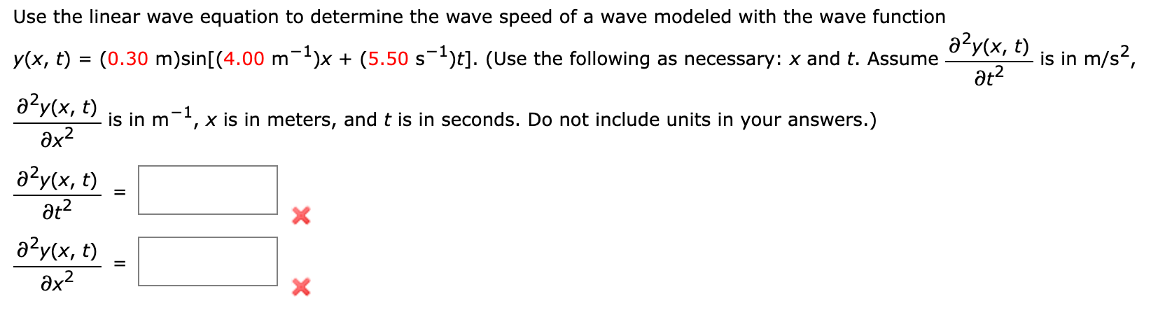 Solved Use the linear wave equation to determine the wave | Chegg.com