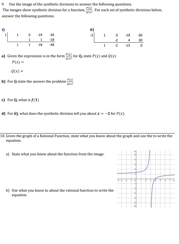 Solved 9. Use the image of the synthetic divisions to answer | Chegg.com