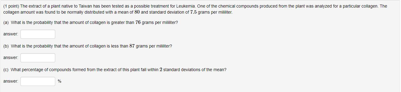 Solved (1 point) Find the normalizing constant c so that | Chegg.com