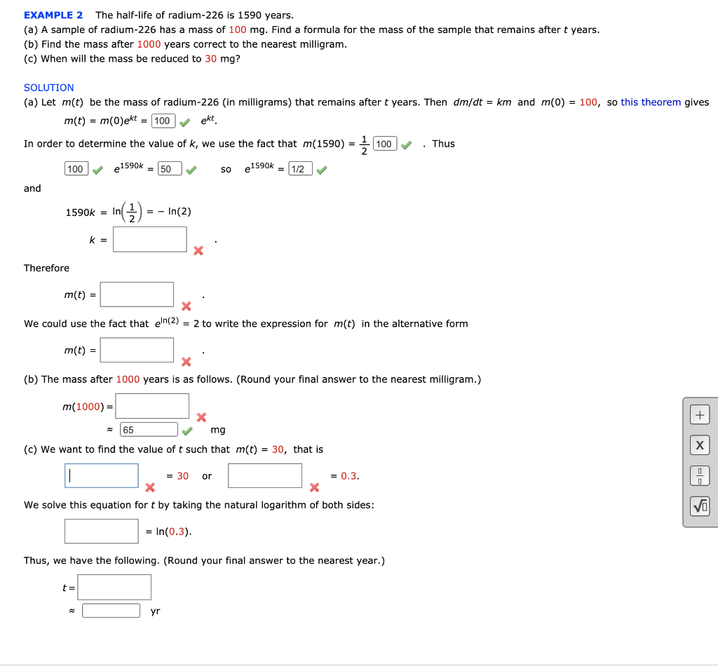 Solved EXAMPLE 2 The half-life of radium-226 is 1590 years. | Chegg.com