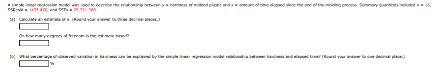 Solved A simple linear regression model was used to describe | Chegg.com