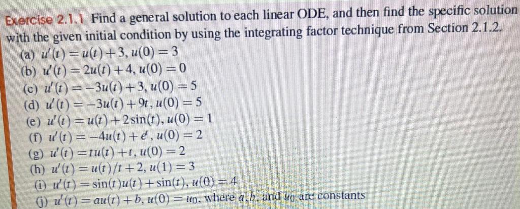 Solved Exercise 2.1.1 Find A General Solution To Each Linear | Chegg.com