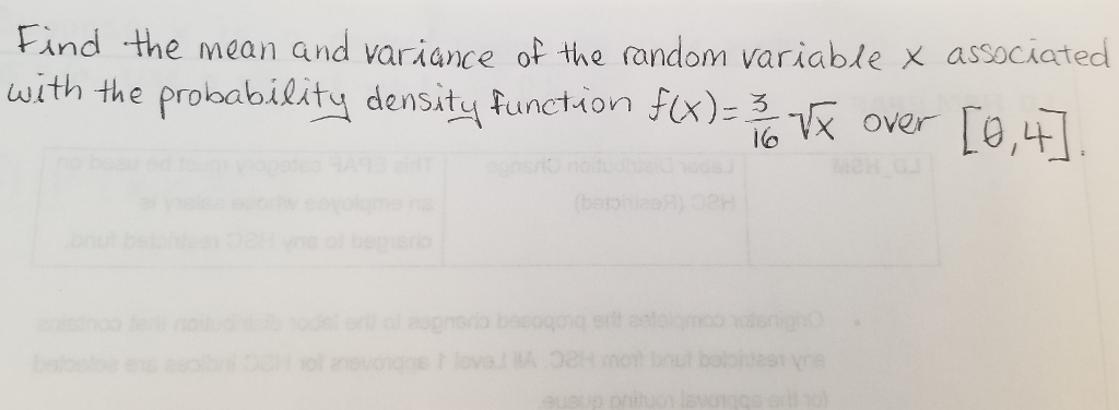 Solved 1. Find the mean and variance of the random variable | Chegg.com