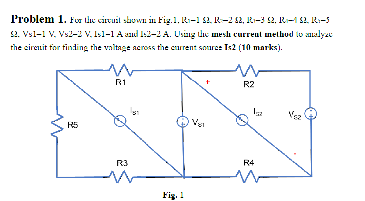 Solved Problem 1. For the circuit shown in Fig.1, | Chegg.com