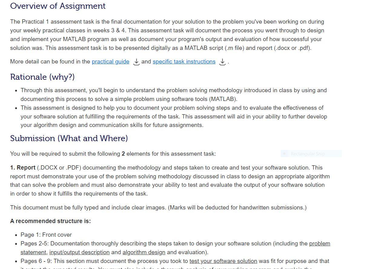 Overview of Assignment The Practical 1 assessment | Chegg.com