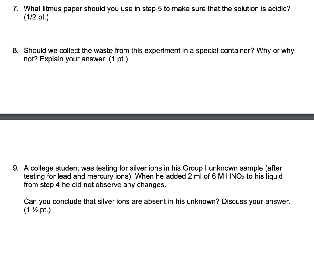 Solved Chem. 141: Group I Analysis Lab Assignment Name Lab | Chegg.com