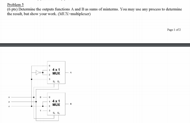 Solved Problem 5 (6 pts) Determine the outputs functions A | Chegg.com