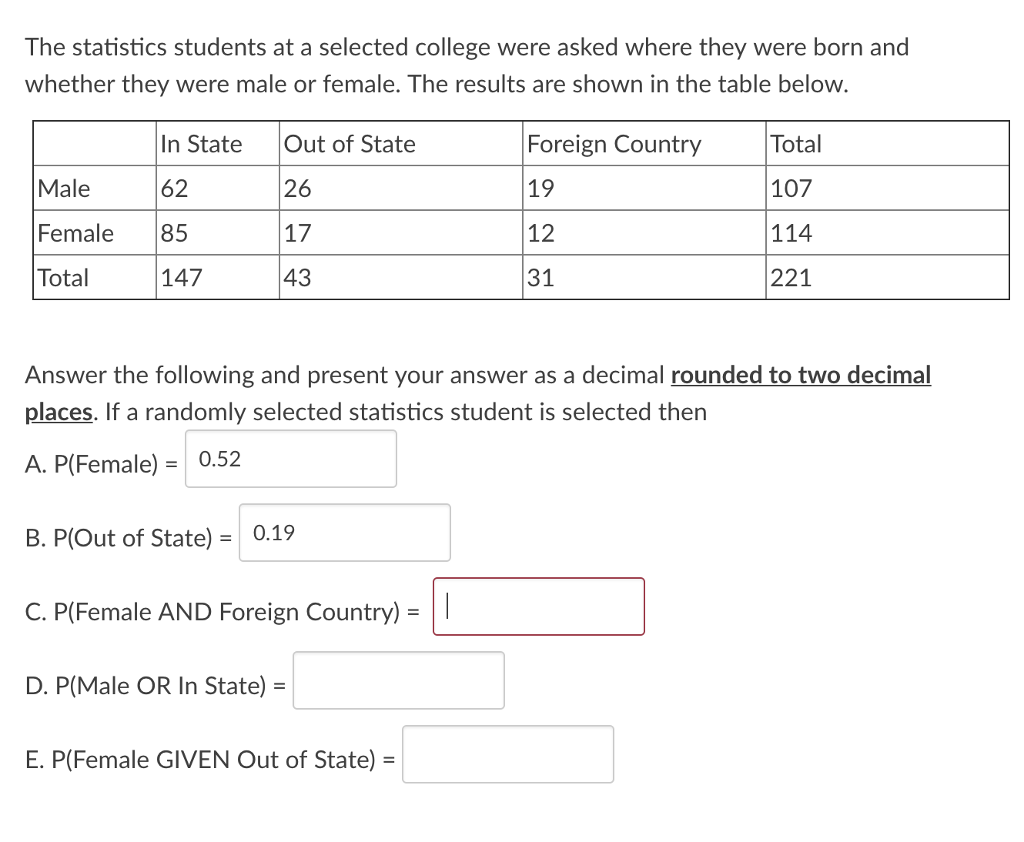 Solved The statistics students at a selected college were | Chegg.com