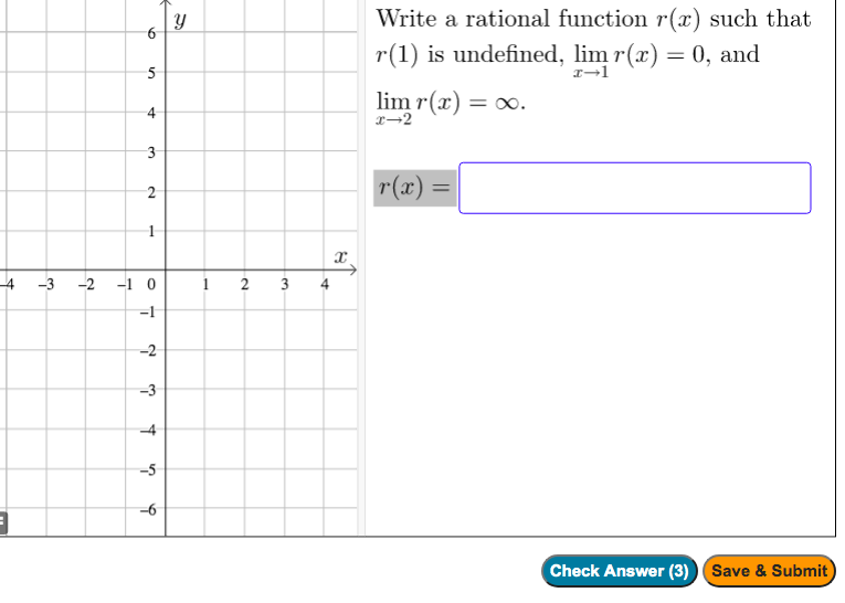 Solved Y 6 Write A Rational Function R X Such That R 1 Chegg Com