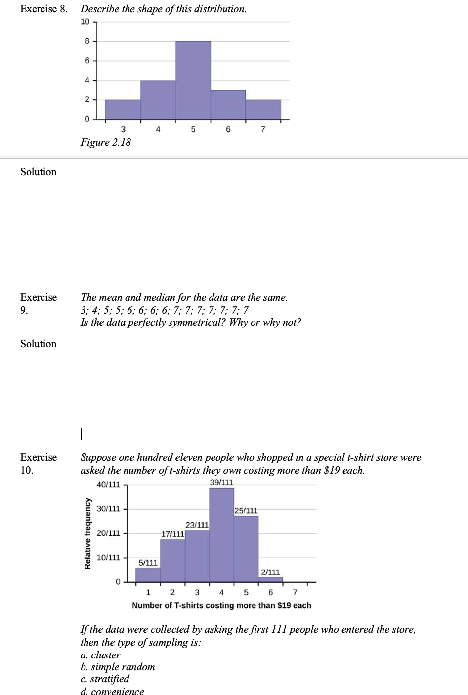 Solved Exercise 8. Describe the shape of this distribution. | Chegg.com