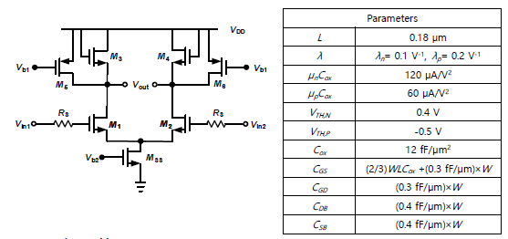 Design a differential cascode amplifier as shown in | Chegg.com