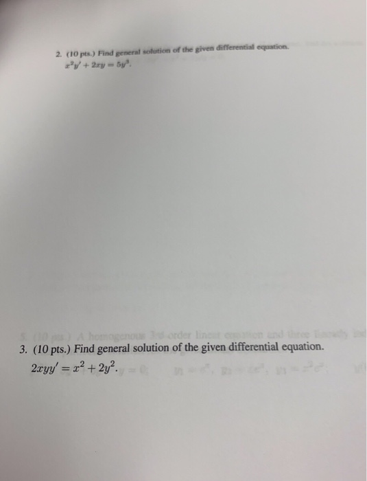 Solved 2. (10 pts.) Find general solution of the given | Chegg.com
