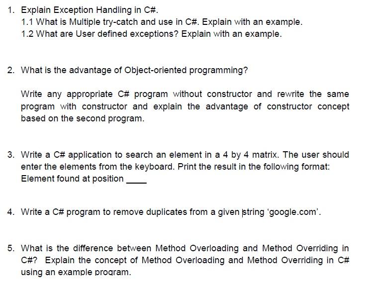 Exception Handling in C#