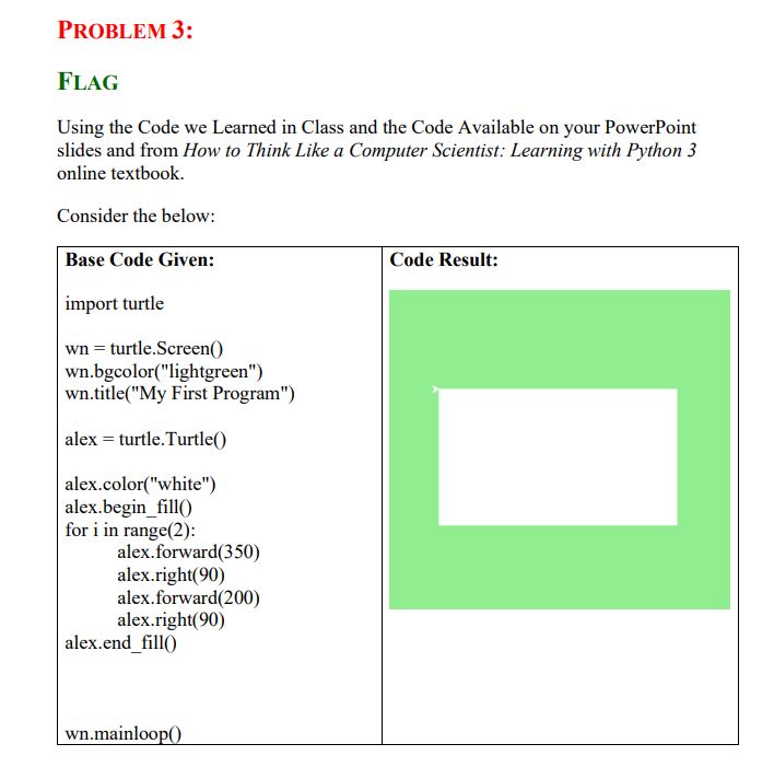 Solved PROBLEM 3: FlaG Using the Code we Learned in Class | Chegg.com