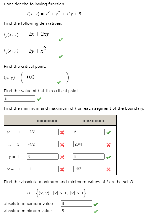 Solved Consider The Following Function F X Y X2 Y2