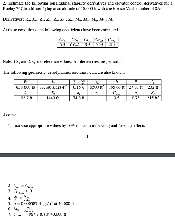 2 Estimate The Following Longitudinal Stability D Chegg Com