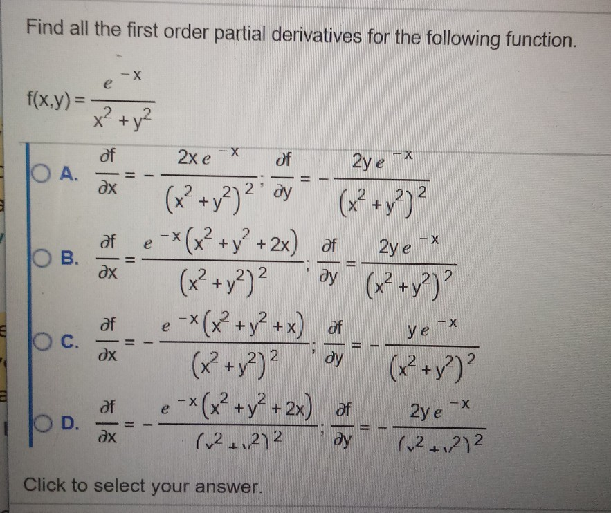 Solved Find All The First Order Partial Derivatives For The Chegg Com