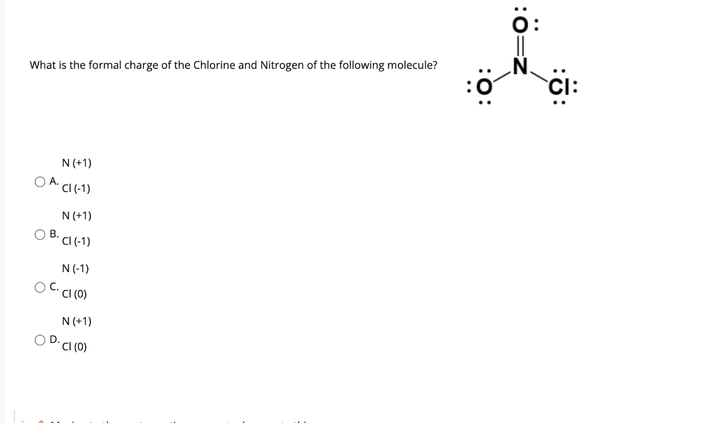 Solved What is the formal charge of the Chlorine and