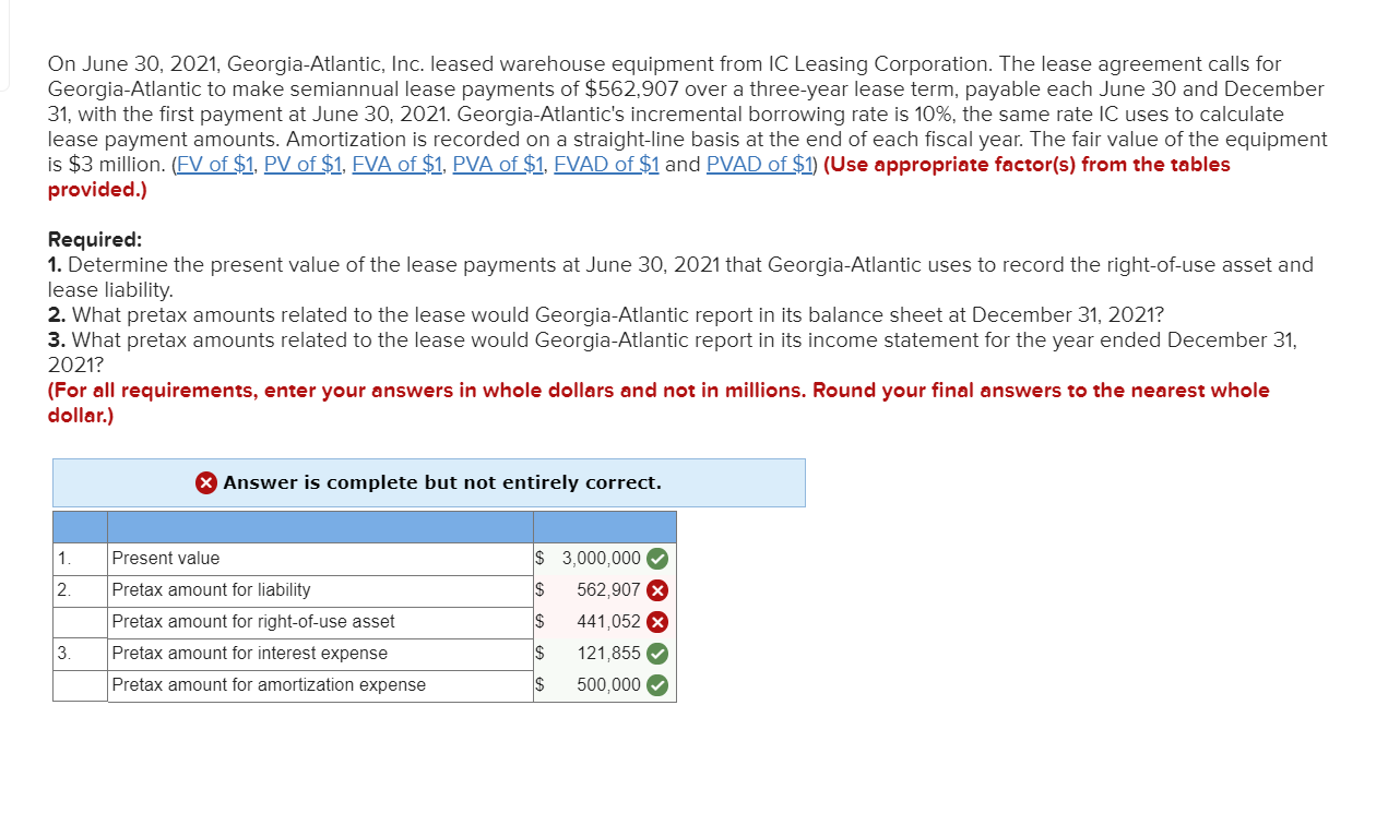 Solved On June 30, 2021, Inc. leased