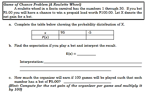 Solved Game of Chance Problem (A Roulette Wheel) A roulette | Chegg.com