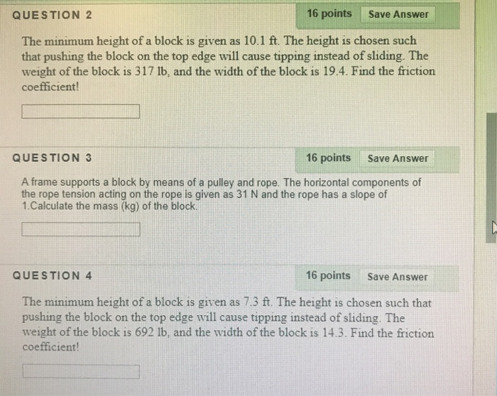 Solved QUESTION 2 16 points Save Answer The minimum height | Chegg.com