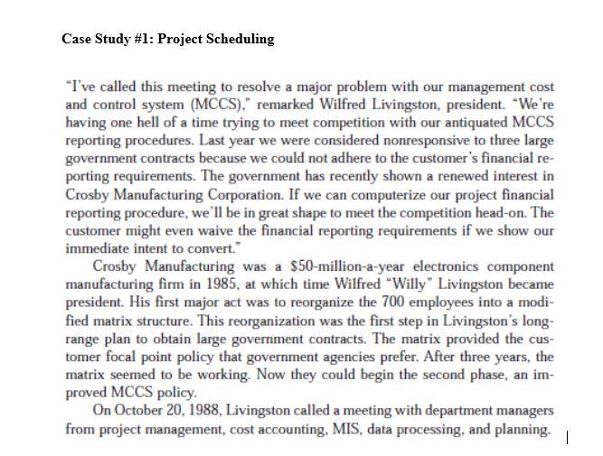 case study on scheduling problem