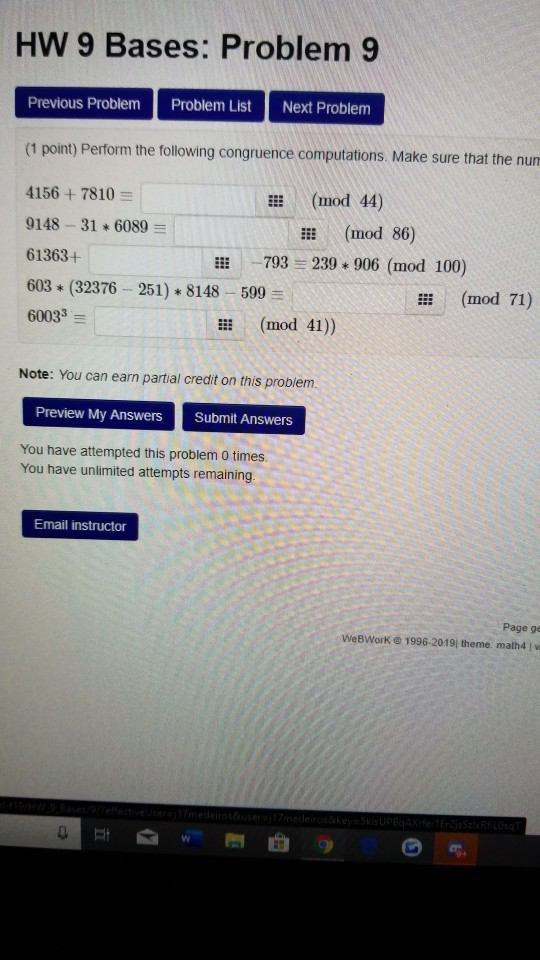 Solved HW 9 Bases: Problem 9 Previous Problem Problem List | Chegg.com