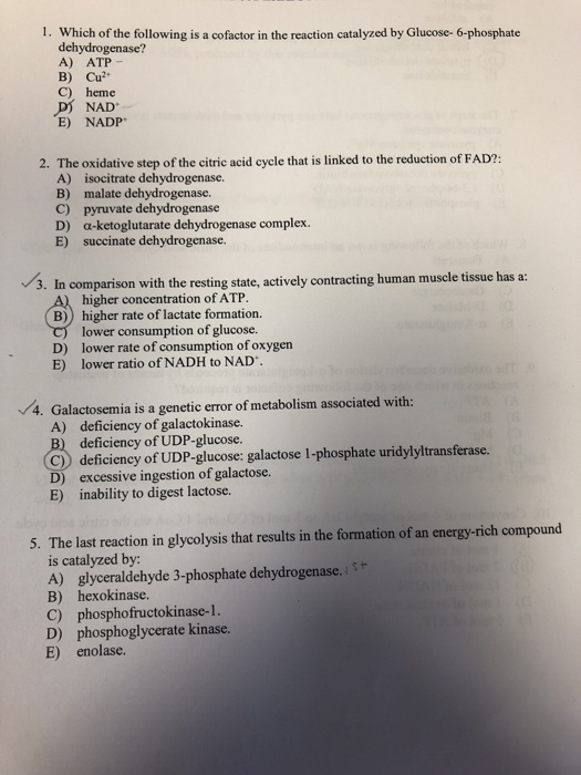 Solved 1. Which of the following is a cofactor in the | Chegg.com