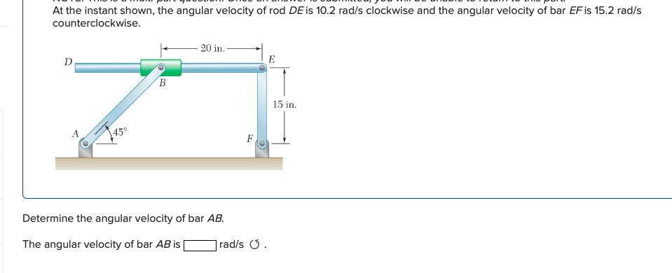 Solved At the instant shown, the angular velocity of rod DE | Chegg.com